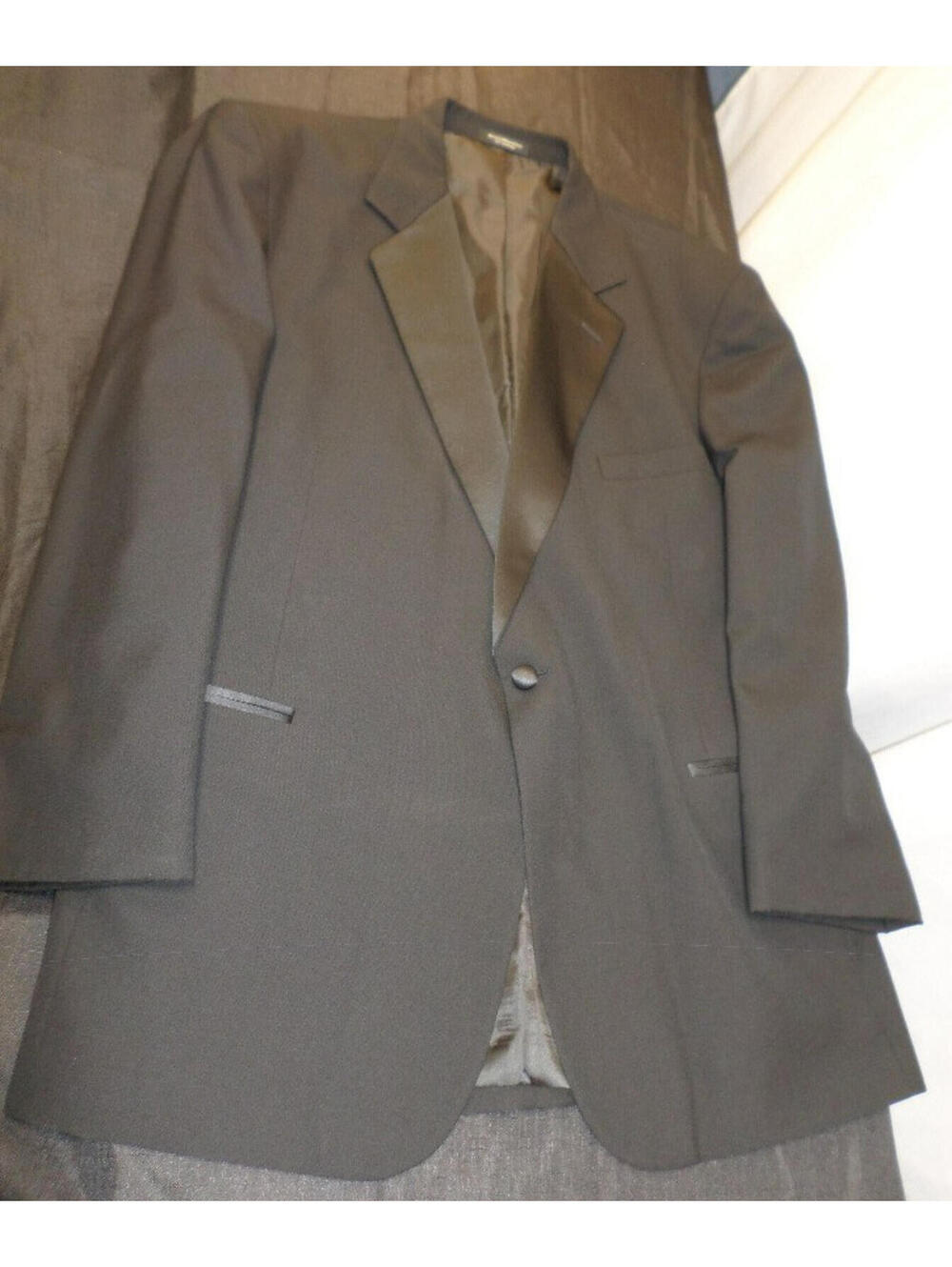 1 BUTTON AFTER SIX DESIGNER SUIT FORMAL JACKET COAT MENS BLACK 46 LARGE